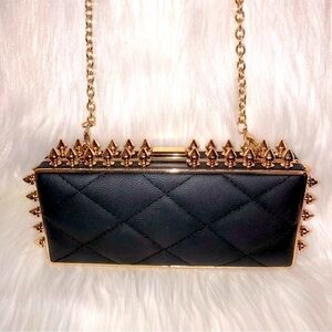 💋NWOT💋Patrick Shannon💋Black + Gold Studded Crossbody/Clutch